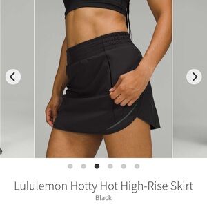 Lululemon Hotty Hot Skirt Black Mesh Built-In Shorts Running Skort XS